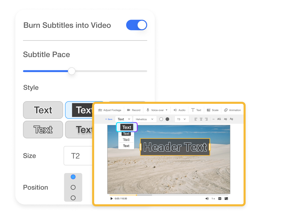 AI Video Editor with Visla generates automatic subtitles with accurate timing and formatting.